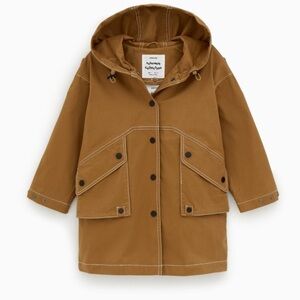 Zara Kids Tan Hooded Khaki Parka Size 9 134CM NWOT